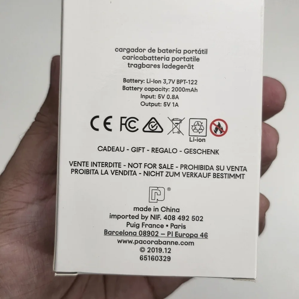 Paco Rabanne Phantom Portable Battery Charger NEW in Box (NO CORDS)